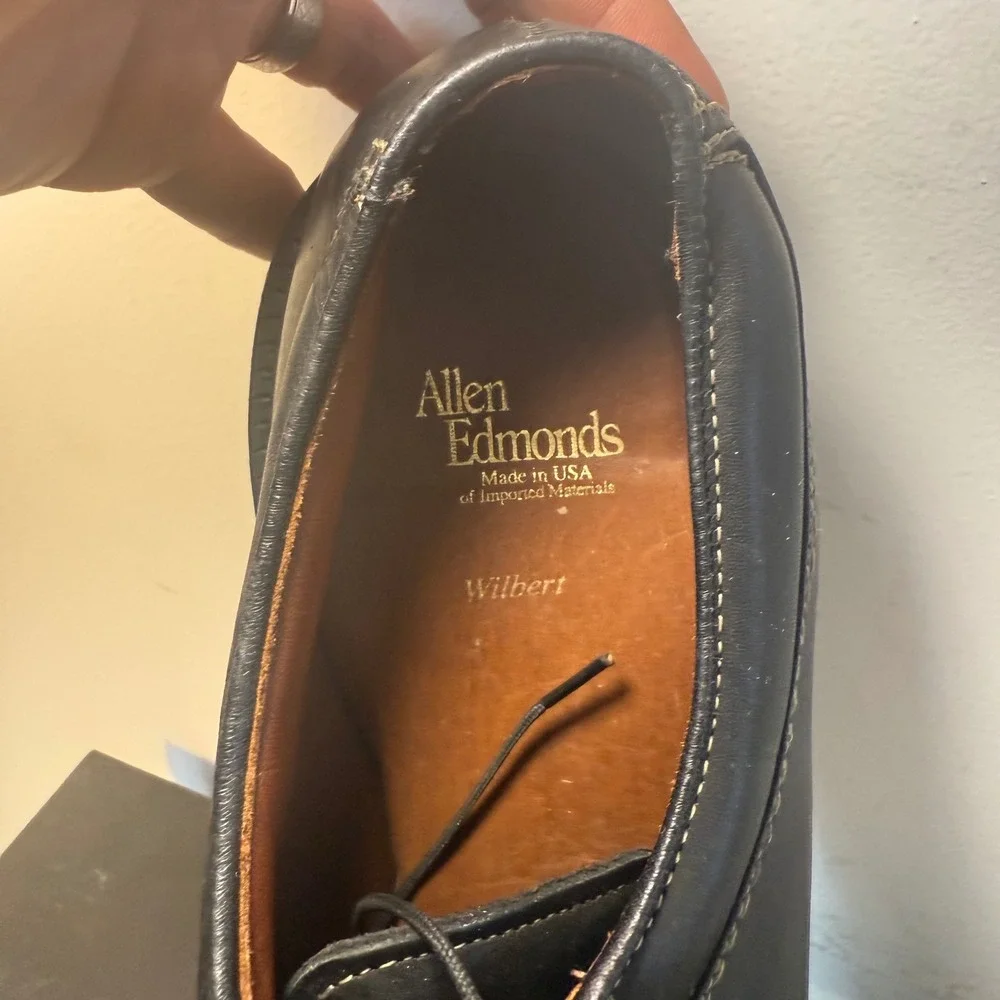 Allen Edmonds Wilbert Mens‎ 10.5 Black Leather Split Toe Derby Shoes USA Made